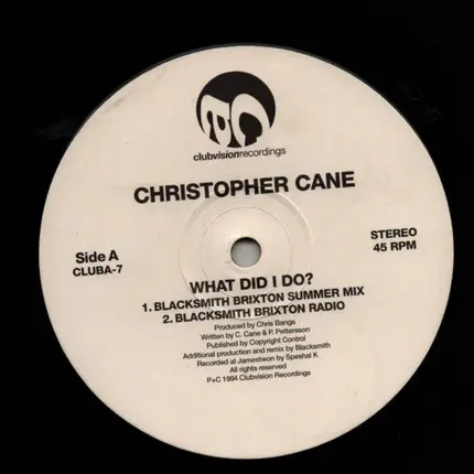 Christopher Cane - What Did I Do?
