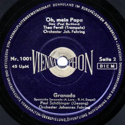 Chris Ulbertson / Rudi Palme / Theo Ferstl / Paul Schöbinger - Sieben Tage Lang / Glaube Mir / Oh, Mein Papa / Granada