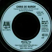 7inch Vinyl Single - Chris de Burgh - Missing You