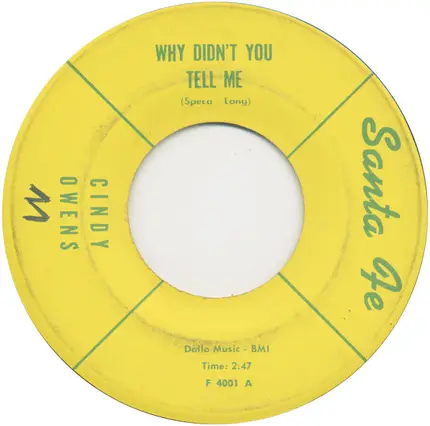 Cindy Owens - Why Didn't You Tell Me / The Best Years Of My Life