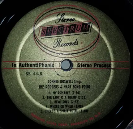 Connie Boswell - The New Sound Of Connee Boswell:  Sings The Rodgers & Hart Song Folio