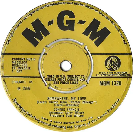 Connie Francis - A Letter From A Soldier / Somewhere My Love