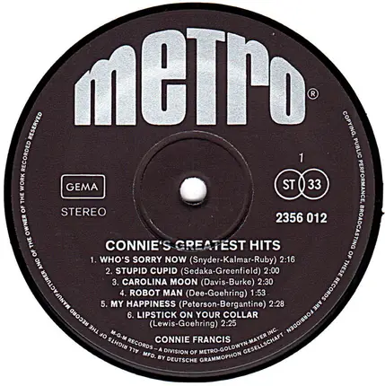 Connie Francis - Connie's Greatest Hits