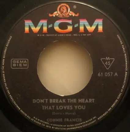 Connie Francis - Don't Break The Heart That Loves You / Mr. Twister
