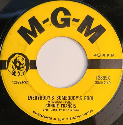 Connie Francis - Jealous Of You / Everybody's Somebody's Fool
