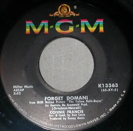 Connie Francis - No One Ever Sends Me Roses / Forget Domani
