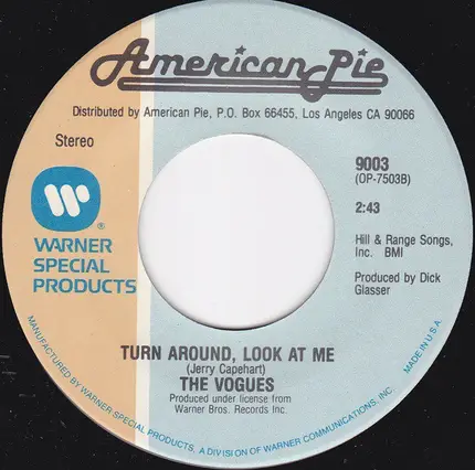 Connie Stevens / The Vogues - Sixteen Reasons / Turn Around Look At Me