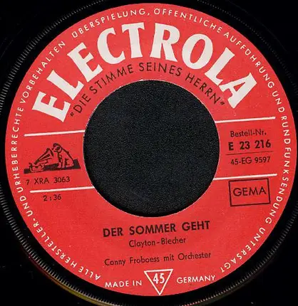 Conny Froboess - Der Sommer Geht / Und Das Leben Geht Weiter