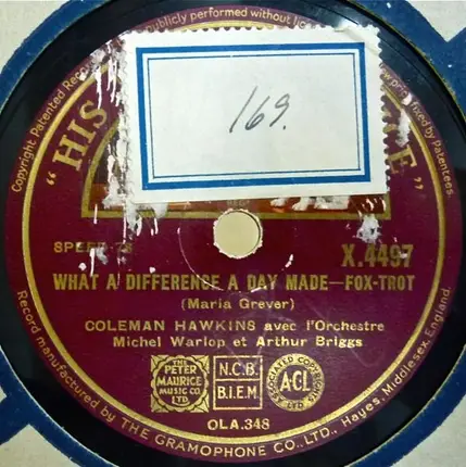 Coleman Hawkins Avec Michel Warlop Et Son Orchestre Et Arthur Briggs - Blue Moon / What A Difference A Day Made