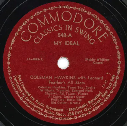 Coleman Hawkins With Leonard Feather All Stars / Leonard Feather All Stars - My Ideal / Mop Mop