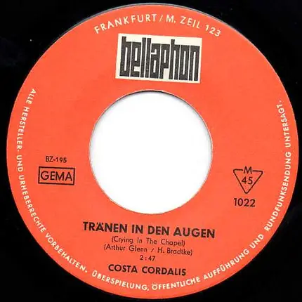 Costa Cordalis - Tränen In Den Augen (Crying In The Chapel)