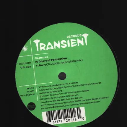 Cosmosis - Doors Of Perception / Do It (Teutonic Technoid Remix)