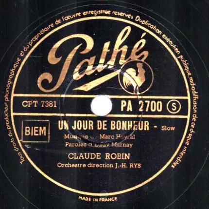 Claude Robin - Un P'tit Peu De Ton Amour / Un Jour De Bonheur