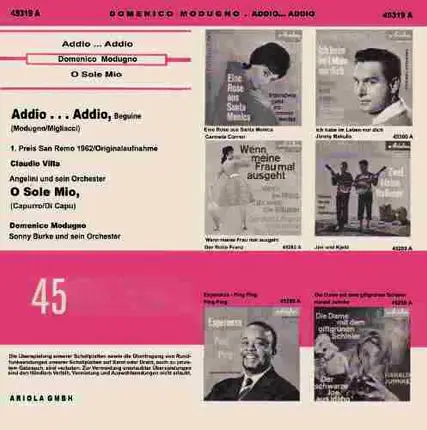 Claudio Villa / Domenico Modugno - 1. Preis San Remo 1962