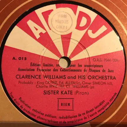 Clarence Williams And His Orchestra - Beau-Koo-Jack / Sister Kate