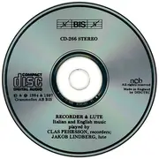 CD - Clas Pehrsson , Jakob Lindberg - Italian And English Music For Recorder And Lute