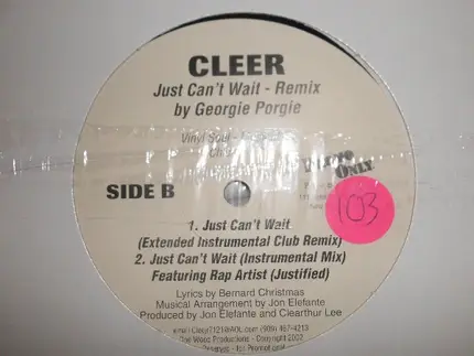 Cleer - Just Can't  Wait Remix By Georgia Porgie