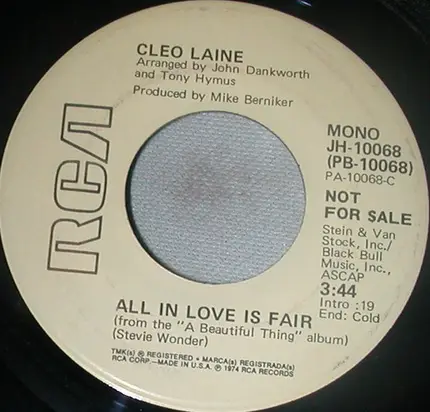 Cleo Laine - All In Love Is Fair