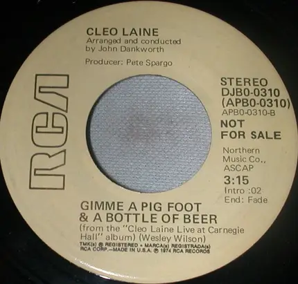Cleo Laine - Send In The Clowns / Gimme A Pig Foot & A Bottle Of Beer