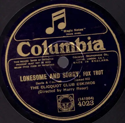 Clicquot Club Eskimos - Somebody's Lonely / Lonesome And Sorry