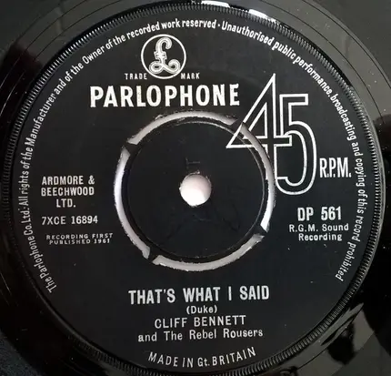 Cliff Bennett & The Rebel Rousers - That's What I Said