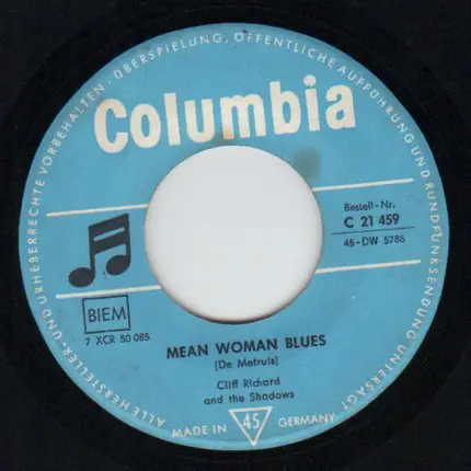 Cliff Richard - Mean Woman Blues / Fall In Love With You