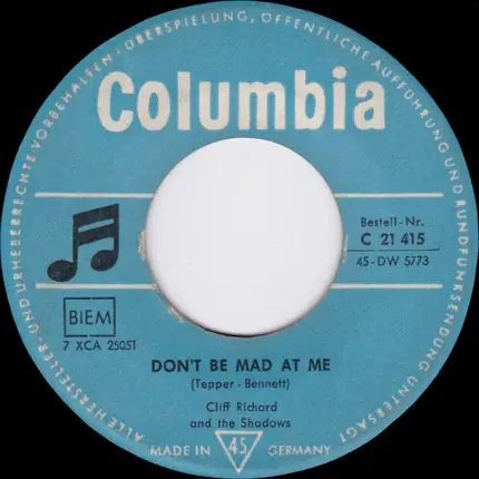 Cliff Richard & The Shadows - Don't Be Mad At Me