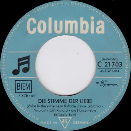 Cliff Richard - Bin Verliebt / Die Stimme Der Liebe