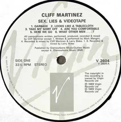 Cliff Martinez - Sex, Lies, And Videotape -  Original Motion Picture Soundtrack
