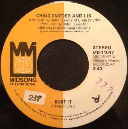 Craig Snyder And Lix - Bust It / Hold Me