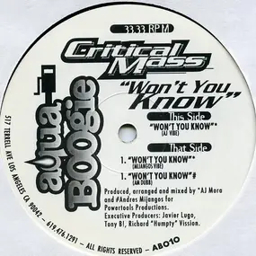 Critical Mass - Won't You Know