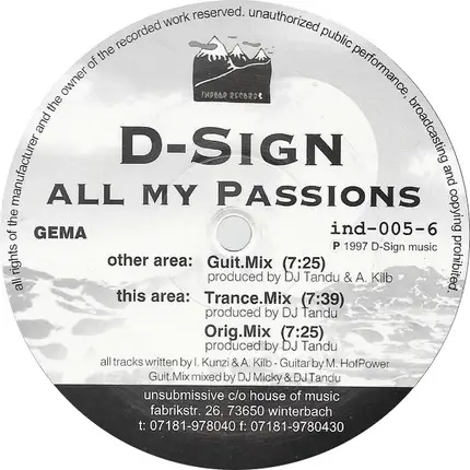 D-Sign - All My Passions