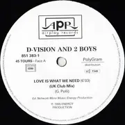 12inch Vinyl Single - D-Vision & Two Boys - Love Is What We Need
