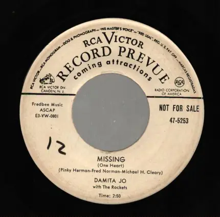 Damita Jo - Missing (One Heart) / (Oh Jenny) The Widow Walk