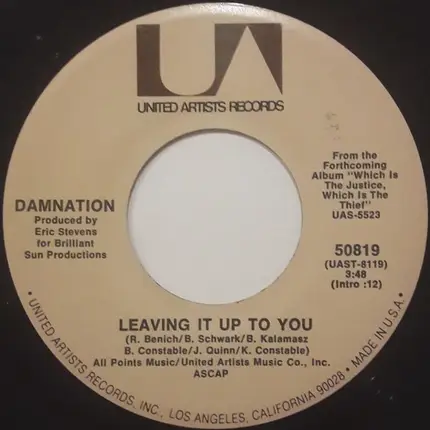 Damnation Of Adam Blessing - Fingers On A Windmill / Leaving It Up To You