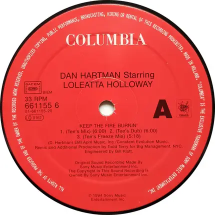 Dan Hartman Starring Loleatta Holloway - Keep The Fire Burnin'