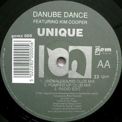 Danube Dance Featuring Kim Cooper - Unique (Remixes)