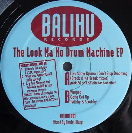 Daniel Wang - The Look Ma No Drum Machine EP