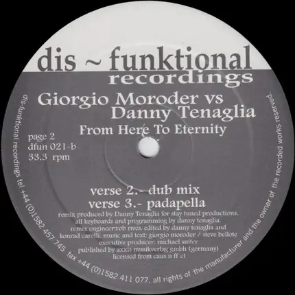Danny Tenaglia Vs. Giorgio Moroder - From Here To Eternity