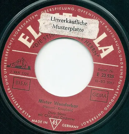 Danny Mann - Mister Wunderbar / Toni