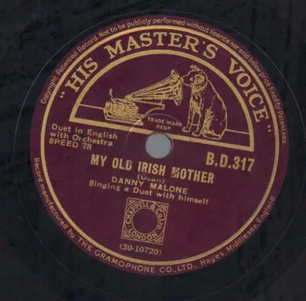 Danny Malone - My Old Irish Mother / Danny Boy