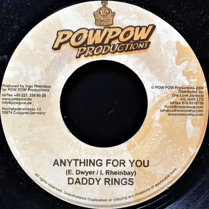 Daddy Rings / Lutan Fyah - Anything For You / Lusting At The World