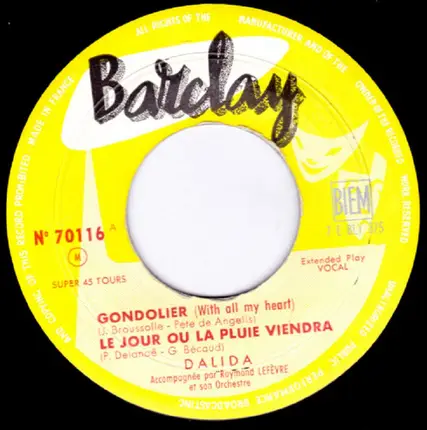 Dalida - Gondolier (With All My Heart)
