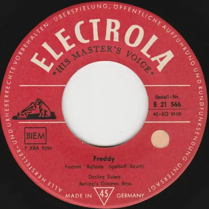 Darling Sisters , Friedel Berlipp - Freddy / Ewiger Regen