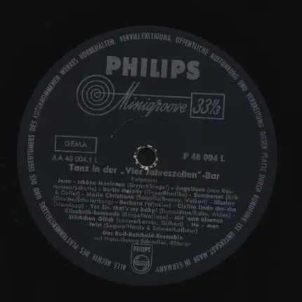 Das Rolf Reinhold-Ensemble - Tanz In Der Vier-Jahreszeiten-Bar