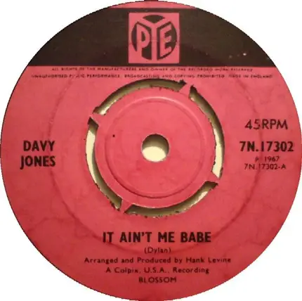 Davy Jones - It Ain't Me Babe / Baby It's Me