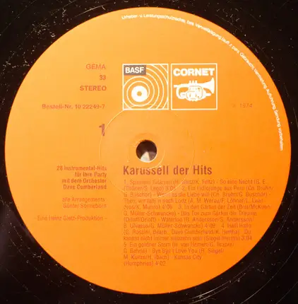 Dave Cumberland Orchestra - Karussell Der Hits 28 Instrumental-Hits Für Ihre Party Mit Dem Orchester Dave Cumberland