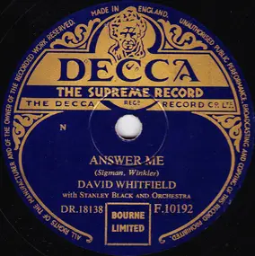 david whitfield - Answer Me / Dance, Gipsy, Dance