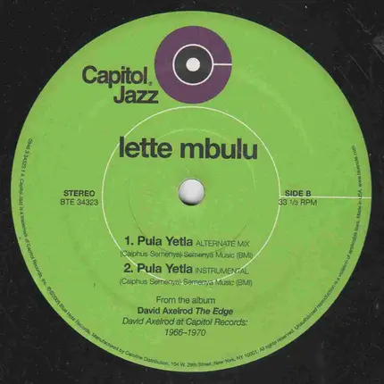 David Axelrod / Letta Mbulu - The Signs / Pula Yetla