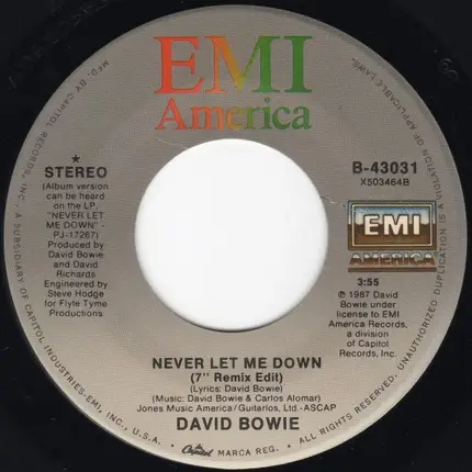 David Bowie - Never Let Me Down (Single Version)